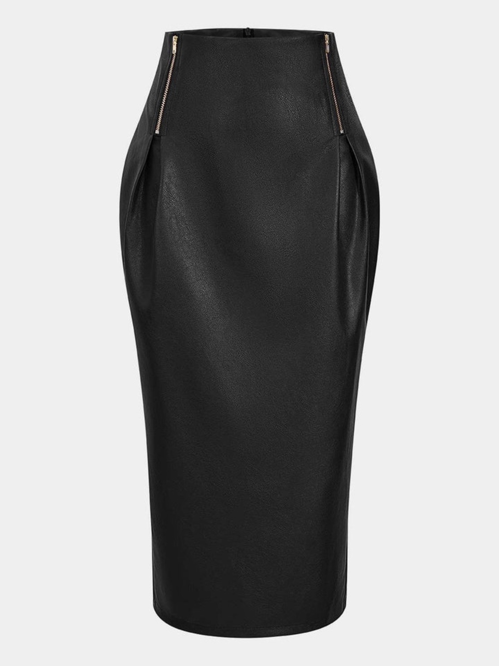 Micas Black Faux Leather High-Waist Midi Skirt NWT SZ Sm - Picture 6 of 10